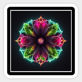 neon mandala flower Sticker